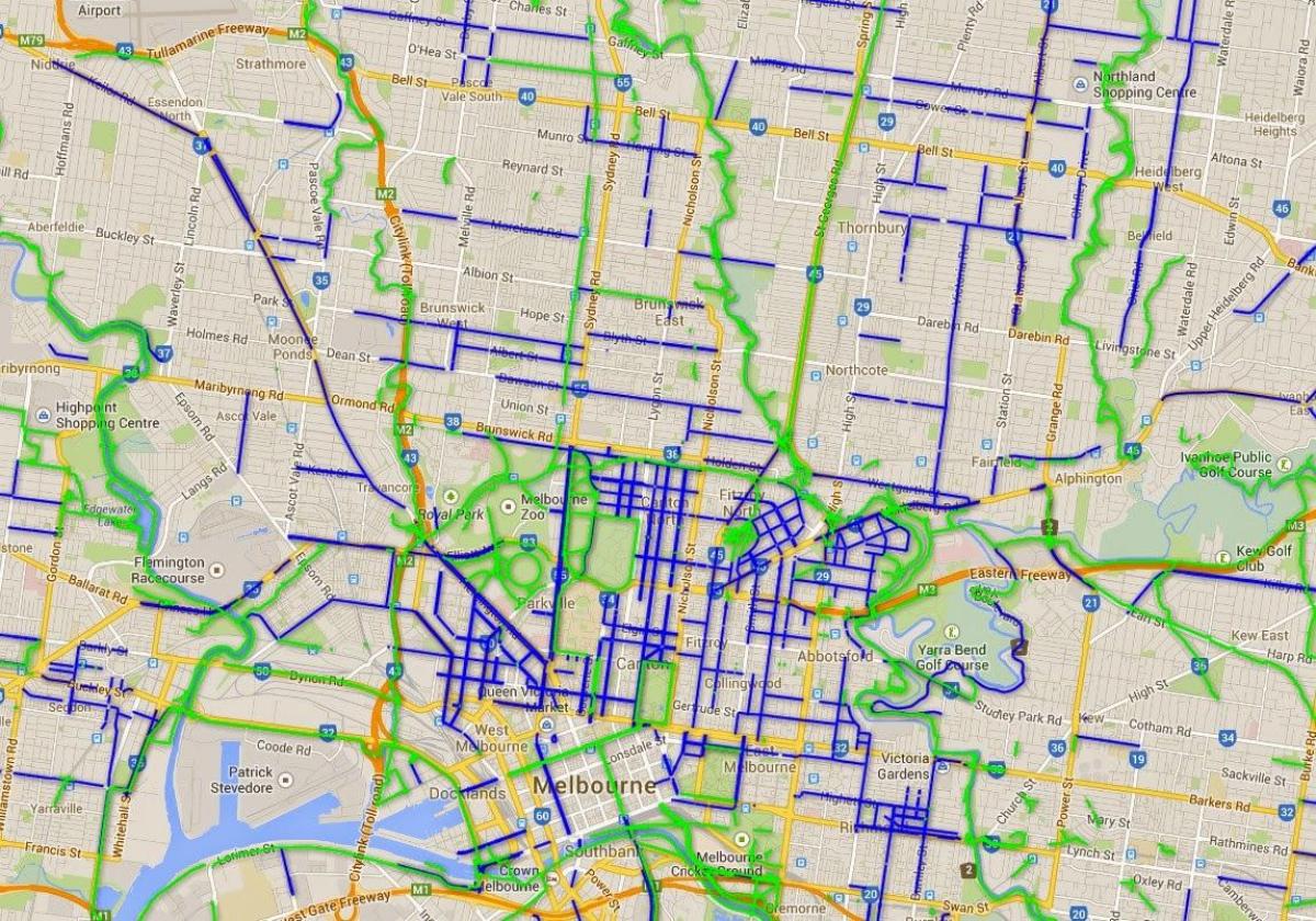 cykelstier Melbourne kort