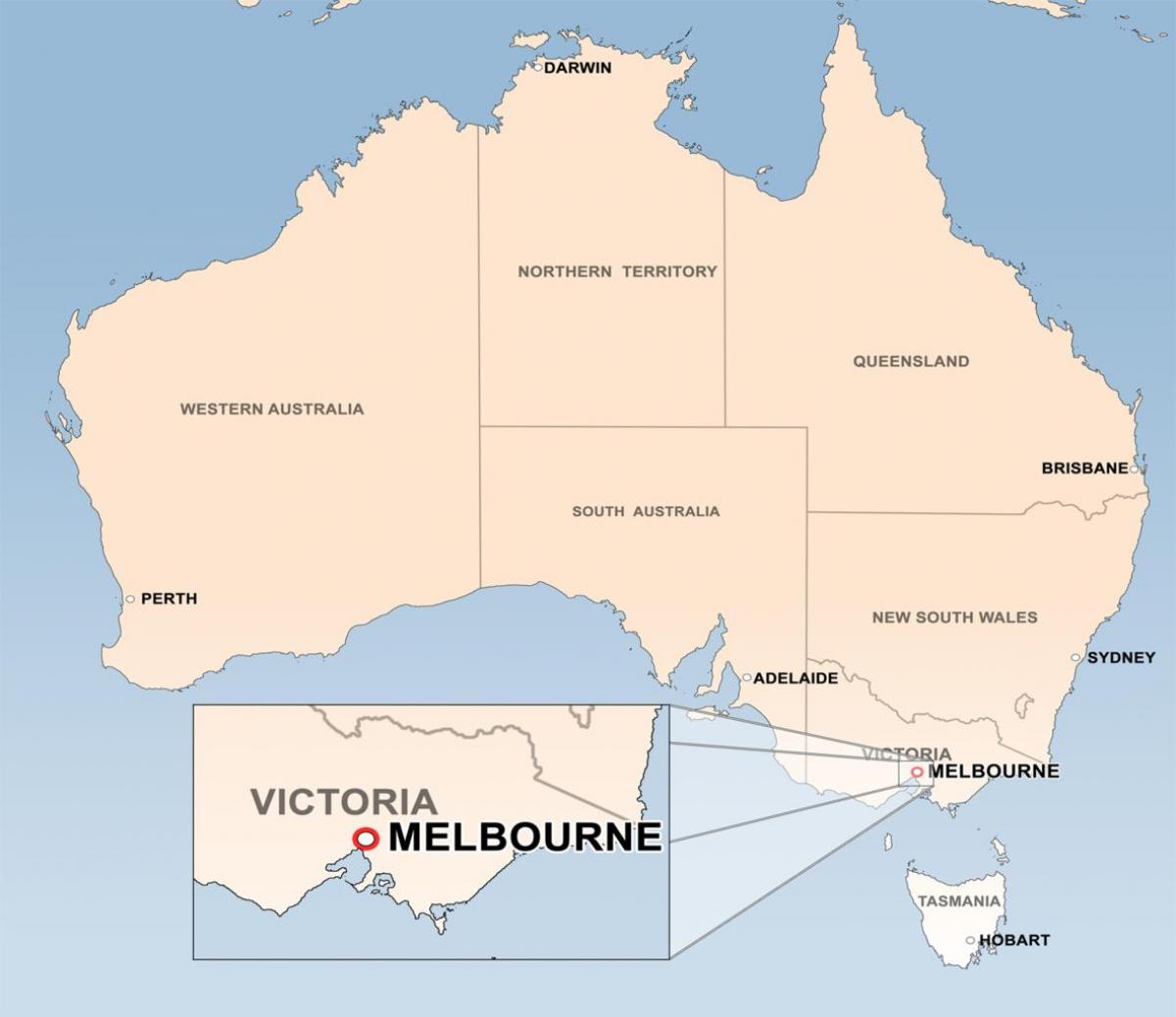 kort over Melbourne Australien