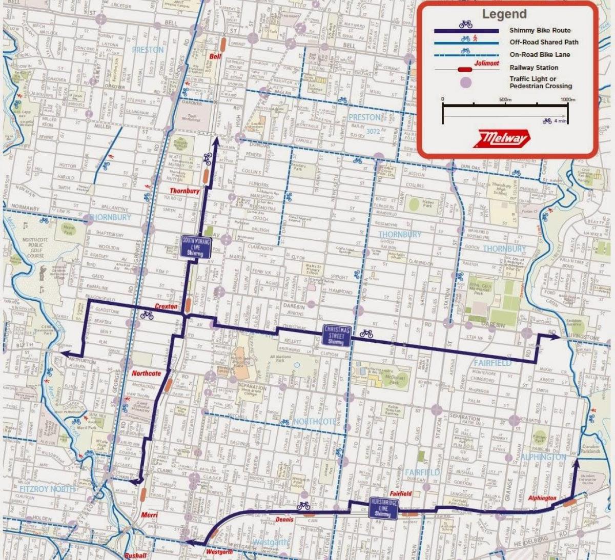 kort over Melbourne bike share