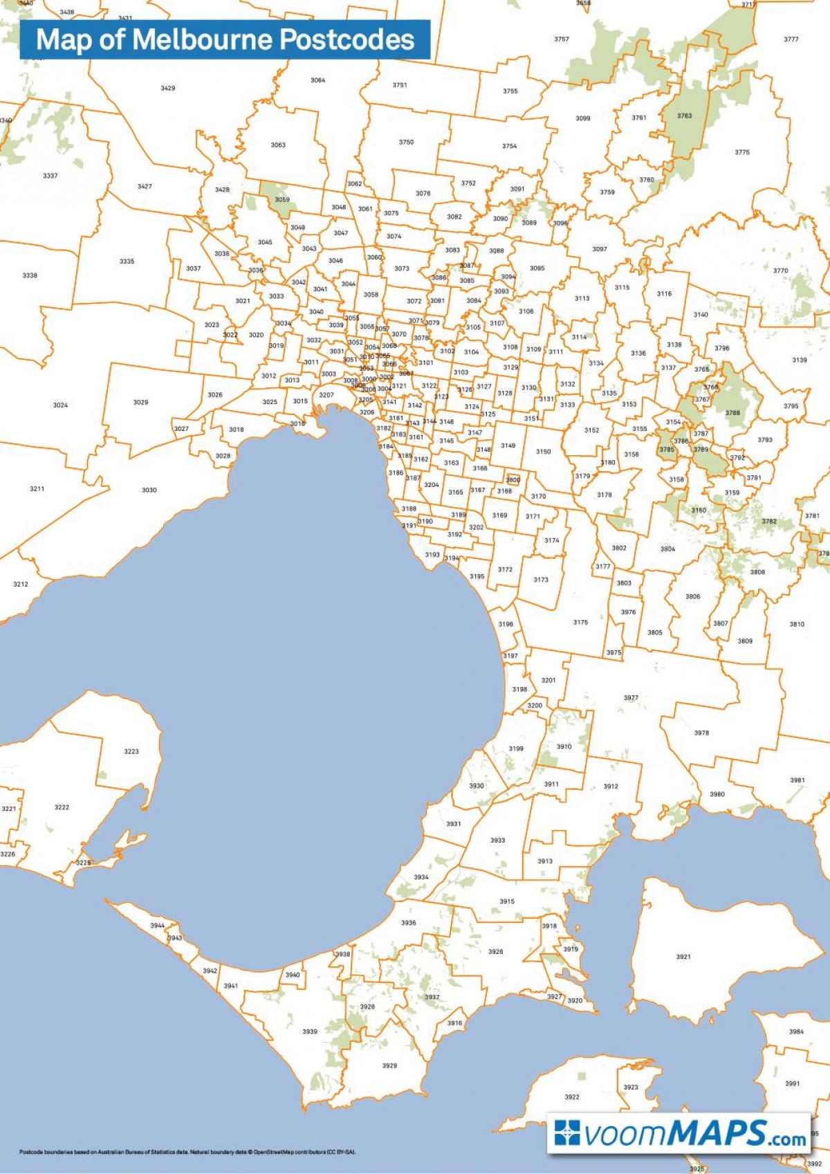 kort over Melbourne postnumre