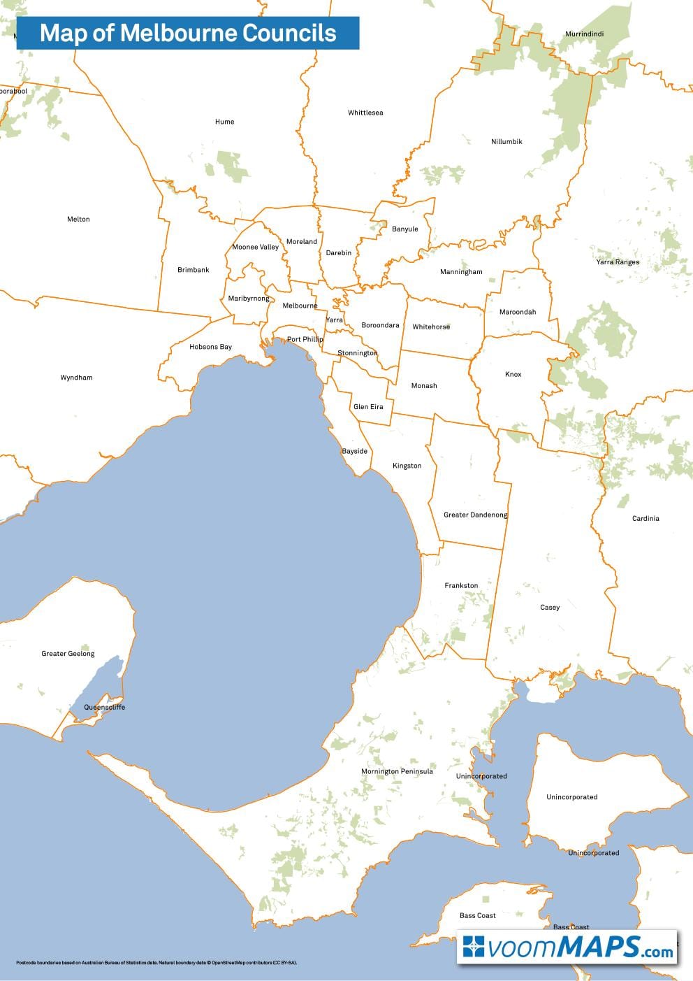 kort over Melbourne råd
