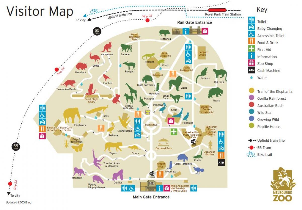 kort over Melbourne zoo