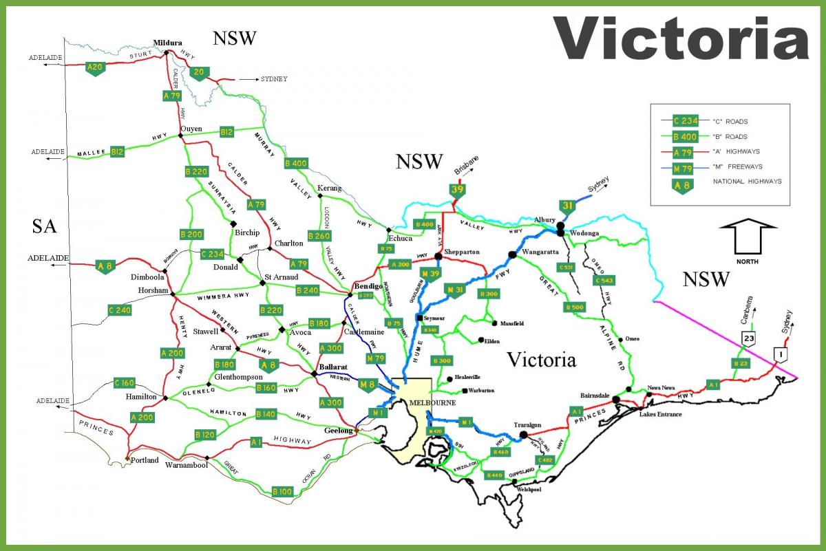 kort over Victoria Australien