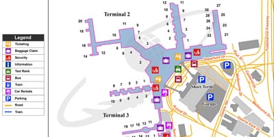 Melbourne Tullamarine airport kort