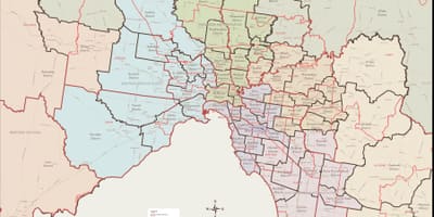 Kort over Melbourne østlige forstæder