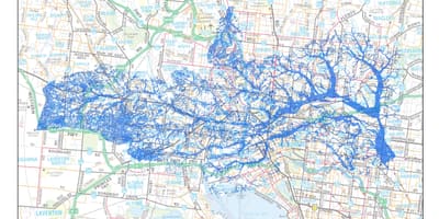 Kort over Melbourne oversvømmelse