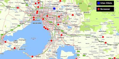 Kort over større Melbourne